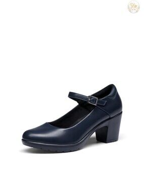 Women's Mary Jane Block Heel Pumps with Arch Support & Cushioned Insole
